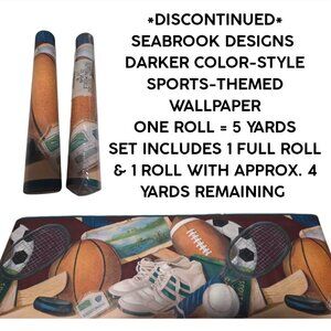 *DISCONTINUED* SEABROOK DESIGNS SPORTS THEMED WALLPAPER ROLLS - APPROX. 9 YARDS